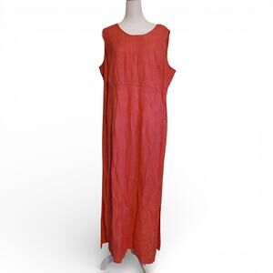 Vintage 90s Pink Faint Floral Pattern Sleeveless Side Slit A Line Maxi Dress